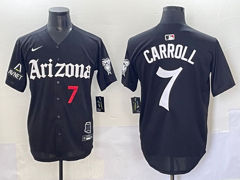 Men 2025 Arizona Diamondback #7 Carroll Black Five generations Joint Name Nike MLB Jersey style 6->arizona diamondback->MLB Jersey
